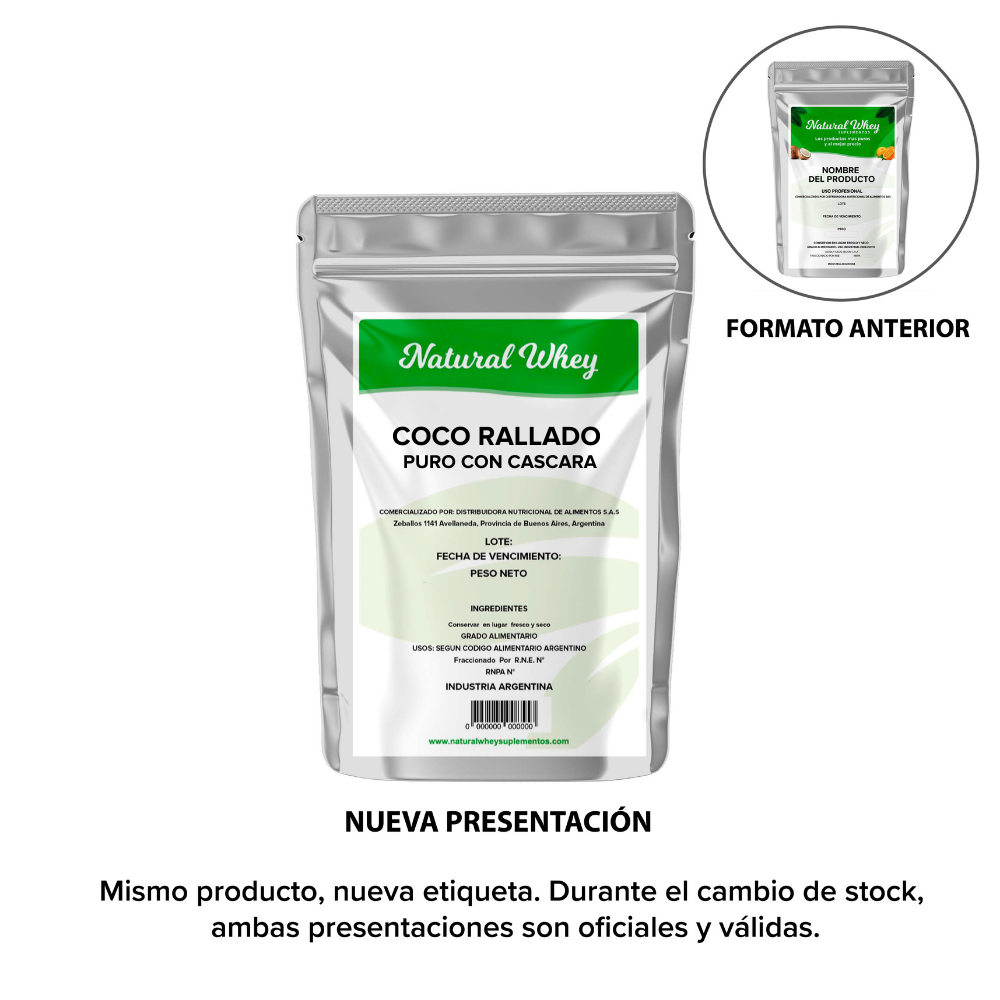 COCO RALLADO PURO CON CASCARA